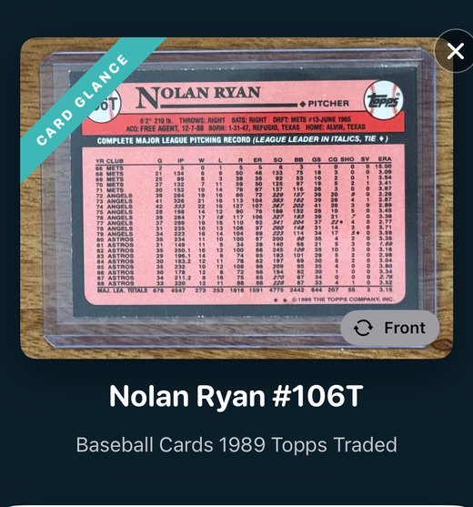 The back of the same card, where the set, card number and stats are printed